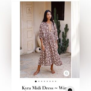 Daughters of India Kyra Midi Dress in Brown and White